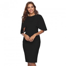 Kobiety elegancka, z falbanami rękawem Ruched Pinup Vestidos ubrania imprezowe do pracy dopasowane rozciągliwe dopasowanie Wiggl