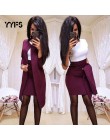 Długi blezer kurtki płaszcza O-Neck Mini sukienka Sexy formalne sukienka garnitury kobiety biuro nosić 2 sztuka kobiet zestawy v