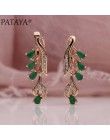 PATAYA 328 rocznica 585 różowe złoto Multicolor kropla wody naturalne cyrkon Wedding Party Fine Jewelry kobiety długie zwisające