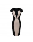 2018 lato kobiety Retro kontrast patchworkowy pas nosić do pracy biznes vestidos sukienka biurowa bodycon ołówek kobiet jednoczę