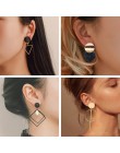 Koreański komunikat czarne akrylowe kolczyki Drop dla kobiet 2019 biżuteria Vintage geometryczne złote asymetryczne kolczyki