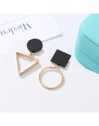 Koreański komunikat czarne akrylowe kolczyki Drop dla kobiet 2019 biżuteria Vintage geometryczne złote asymetryczne kolczyki
