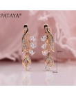 PATAYA 328 rocznica 585 różowe złoto Multicolor kropla wody naturalne cyrkon Wedding Party Fine Jewelry kobiety długie zwisające