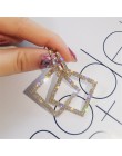 FYUAN błyszczące kryształki geometryczne kolczyki dla kobiet dziewczyn 2019 nowy Bijoux złoty kwadrat dynda kolczyk Party biżute