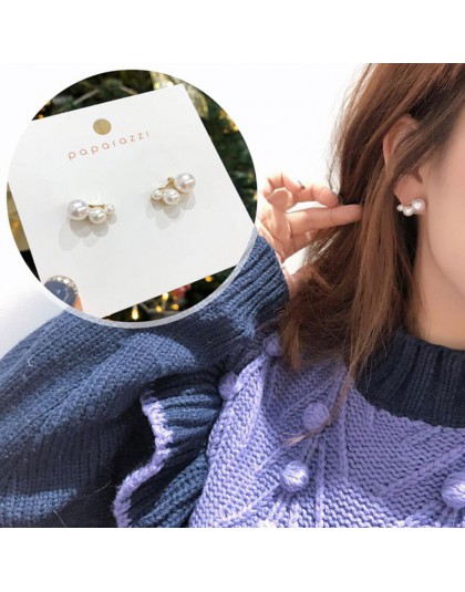 MENGJIQIAO 2019 koreański nowy modny imitacja perły małe kolczyki sztyfty dla kobiet moda kształt łuku elegancki Boucle D'oreill