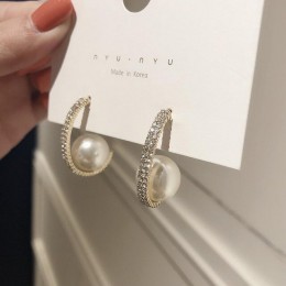 2019 New Arrival symulowane-pearl Trendy okrągłe kobiety Dangle kolczyki osobowość Arc pearl kolczyki czeski spadek kolczyki