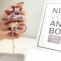 Klasyczne Rhinestone geometryczne kobiety Dangle kolczyki długie asymetryczne kolczyki kolczyki dla kobiet kolczyki wiszące