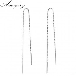 Anenjery 925 srebro długie kolczyki Tassel 9cm-18cm łańcuch długie kolczyki dla kobiet boucle d'oreille oorbellen S-E76