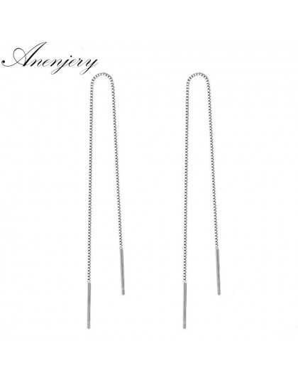 Anenjery 925 srebro długie kolczyki Tassel 9cm-18cm łańcuch długie kolczyki dla kobiet boucle d'oreille oorbellen S-E76
