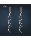 Unikalne Twisted Bar długa linia kolczyki z łańcuszka biały/różowe złoto kolor moda spadek/dynda kolczyk biżuteria Ear Cuff dla 