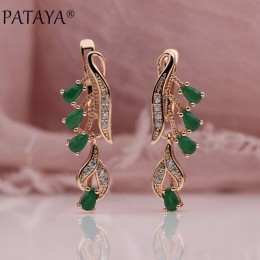 PATAYA 328 rocznica 585 różowe złoto Multicolor kropla wody naturalne cyrkon Wedding Party Fine Jewelry kobiety długie zwisające