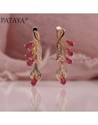 PATAYA 328 rocznica 585 różowe złoto Multicolor kropla wody naturalne cyrkon Wedding Party Fine Jewelry kobiety długie zwisające