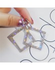 FYUAN błyszczące kryształki geometryczne kolczyki dla kobiet dziewczyn 2019 nowy Bijoux złoty kwadrat dynda kolczyk Party biżute