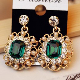 2020 najnowsze koreańskie kolczyki damskie biżuteria perły Vintage Fashion Shiny Crystal kwadratowe kolczyki dla kobiet sprzedaż