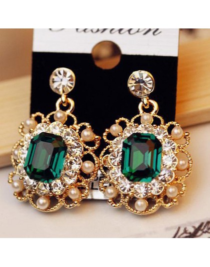 2020 najnowsze koreańskie kolczyki damskie biżuteria perły Vintage Fashion Shiny Crystal kwadratowe kolczyki dla kobiet sprzedaż