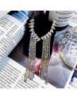 FYUAN moda długi Tassel pełny kryształ górski spadek kolczyki dla kobiet Bijoux błyszczące kropla wody kryształowe kolczyki zwis