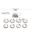 9 sztuk/zestaw Punk imitacja perły klipsy kryształowe dla kobiet artystyczna srebrna kolor Ear Cuff Brincos moda geometria biżut