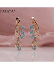 PATAYA 328 rocznica 585 różowe złoto Multicolor kropla wody naturalne cyrkon Wedding Party Fine Jewelry kobiety długie zwisające