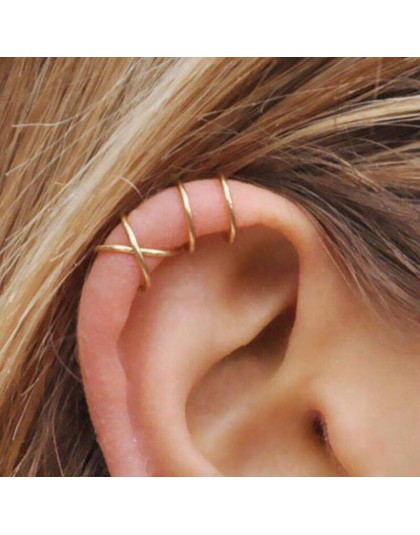 Klipsy na uszy bez dziurek krzyż C kształt nausznice Ear Cuff kobiety kolczyki moda 925 srebro biżuteria Ear Wrap Earcuff