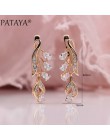 PATAYA 328 rocznica 585 różowe złoto Multicolor kropla wody naturalne cyrkon Wedding Party Fine Jewelry kobiety długie zwisające