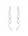 Unikalne Twisted Bar długa linia kolczyki z łańcuszka biały/różowe złoto kolor moda spadek/dynda kolczyk biżuteria Ear Cuff dla 