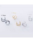Klipsy na uszy bez dziurek krzyż C kształt nausznice Ear Cuff kobiety kolczyki moda 925 srebro biżuteria Ear Wrap Earcuff