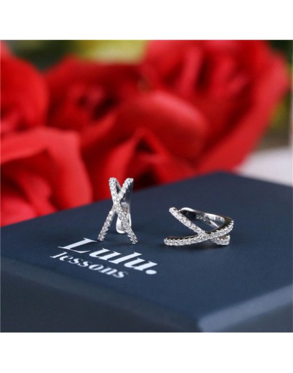 Moda krzyż nie przebity mały kolczyk kobiety biżuteria z nausznikami dziewczyna klip EarCuff Micro Pave kolczyki z cyrkonią bouc