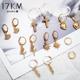 17KM Vintage złoty kwiat spadek kolczyki dla kobiet 2019 mieszane oczy krzyż gwiazda koło geometryczny kolczyk zestaw Boho damsk