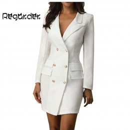 Sexy Lady biuro sukienka kobiety Plus rozmiar Blazer topy z długim rękawem skręcić w dół kołnierz kieszenie kurtka panie Bodycon