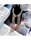 FYUAN moda długi Tassel pełny kryształ górski spadek kolczyki dla kobiet Bijoux błyszczące kropla wody kryształowe kolczyki zwis
