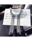 FYUAN moda długi Tassel pełny kryształ górski spadek kolczyki dla kobiet Bijoux błyszczące kropla wody kryształowe kolczyki zwis