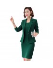 Marynarka strój s damskie ubrania do biura pełna rękaw marynarka Slim + bez rękawów sukienka 2 sztuka zestaw Vestido formalne st