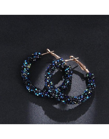 RscvonM nowy projekt moda urok obręcz z kryształem austriackim kolczyki geometryczne okrągłe błyszczące rhinestone duży kolczyk 