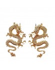 Vintage Dragon stadniny kolczyki dla kobiet biżuteria podkreślająca osobowość Punk Gothic czarny kryształ wąż kolczyki moda prez