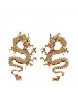Vintage Dragon stadniny kolczyki dla kobiet biżuteria podkreślająca osobowość Punk Gothic czarny kryształ wąż kolczyki moda prez