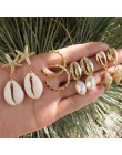 Tocona 4 pair/1 zestaw złote boho muszla plażowa rozgwiazda muszla Pearl wypadania Dangle kolczyki dla kobiet plaża kolczyk do p