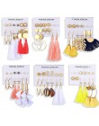 ALIUTOM Boho z frędzlami kolczyki zestaw czeski długi Vintage geometryczne kolczyki Dangle kolczyki dla kobiet Brincos tkaniny D