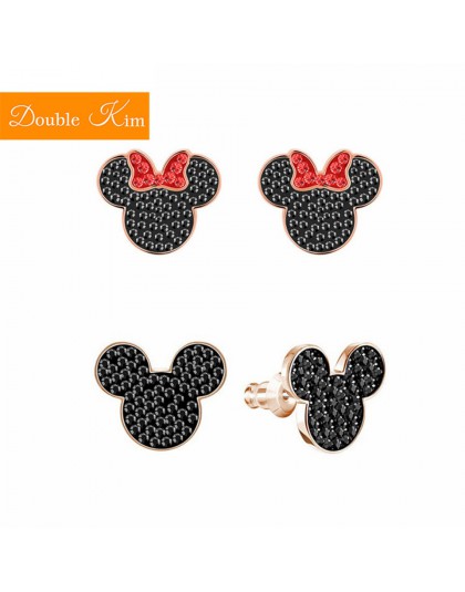 Kreskówka minnie Mouse stadniny kolczyki tytanowa stal nierdzewna inkrustowane cyrkonią kolczyki różowe złoto kolor moda Trendy 