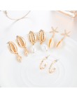 Tocona 4 pair/1 zestaw złote boho muszla plażowa rozgwiazda muszla Pearl wypadania Dangle kolczyki dla kobiet plaża kolczyk do p