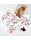 ALIUTOM Boho z frędzlami kolczyki zestaw czeski długi Vintage geometryczne kolczyki Dangle kolczyki dla kobiet Brincos tkaniny D