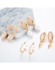 Tocona 4 pair/1 zestaw złote boho muszla plażowa rozgwiazda muszla Pearl wypadania Dangle kolczyki dla kobiet plaża kolczyk do p