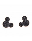Kreskówka minnie Mouse stadniny kolczyki tytanowa stal nierdzewna inkrustowane cyrkonią kolczyki różowe złoto kolor moda Trendy 