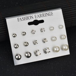 LETAPI Fashion 12 para/zestaw kobiety oświadczenie kryształowe kolczyki dla kobiet Piercing symulowane perłowe kolczyki z kwiata