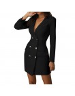 Sexy Lady biuro sukienka kobiety Plus rozmiar Blazer topy z długim rękawem skręcić w dół kołnierz kieszenie kurtka panie Bodycon