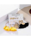 ALIUTOM Boho z frędzlami kolczyki zestaw czeski długi Vintage geometryczne kolczyki Dangle kolczyki dla kobiet Brincos tkaniny D