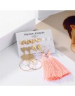 ALIUTOM Boho z frędzlami kolczyki zestaw czeski długi Vintage geometryczne kolczyki Dangle kolczyki dla kobiet Brincos tkaniny D