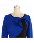 Kobiety eleganckie z falbanką, patchworkowy Peplum Vintage praca biuro Business Party ołówkowa typu bodycon formalny strój z dłu