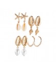 Tocona 4 pair/1 zestaw złote boho muszla plażowa rozgwiazda muszla Pearl wypadania Dangle kolczyki dla kobiet plaża kolczyk do p