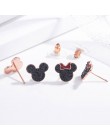 Kreskówka minnie Mouse stadniny kolczyki tytanowa stal nierdzewna inkrustowane cyrkonią kolczyki różowe złoto kolor moda Trendy 