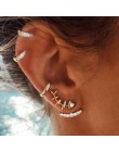 9 sztuk/zestaw Punk imitacja perły klipsy kryształowe dla kobiet artystyczna srebrna kolor Ear Cuff Brincos moda geometria biżut
